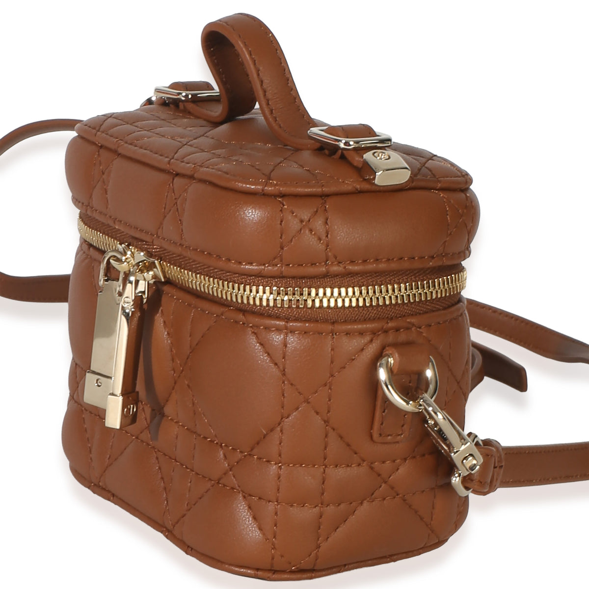 Christian Dior Brown Lambskin Cannage Micro Lady Dior Vanity Case Handbag 2