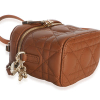 Christian Dior Brown Lambskin Cannage Micro Lady Dior Vanity Case Handbag 4