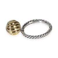 David Yurman Yellow Gold & Sterling Silver  Sculpted Ball Ring 2