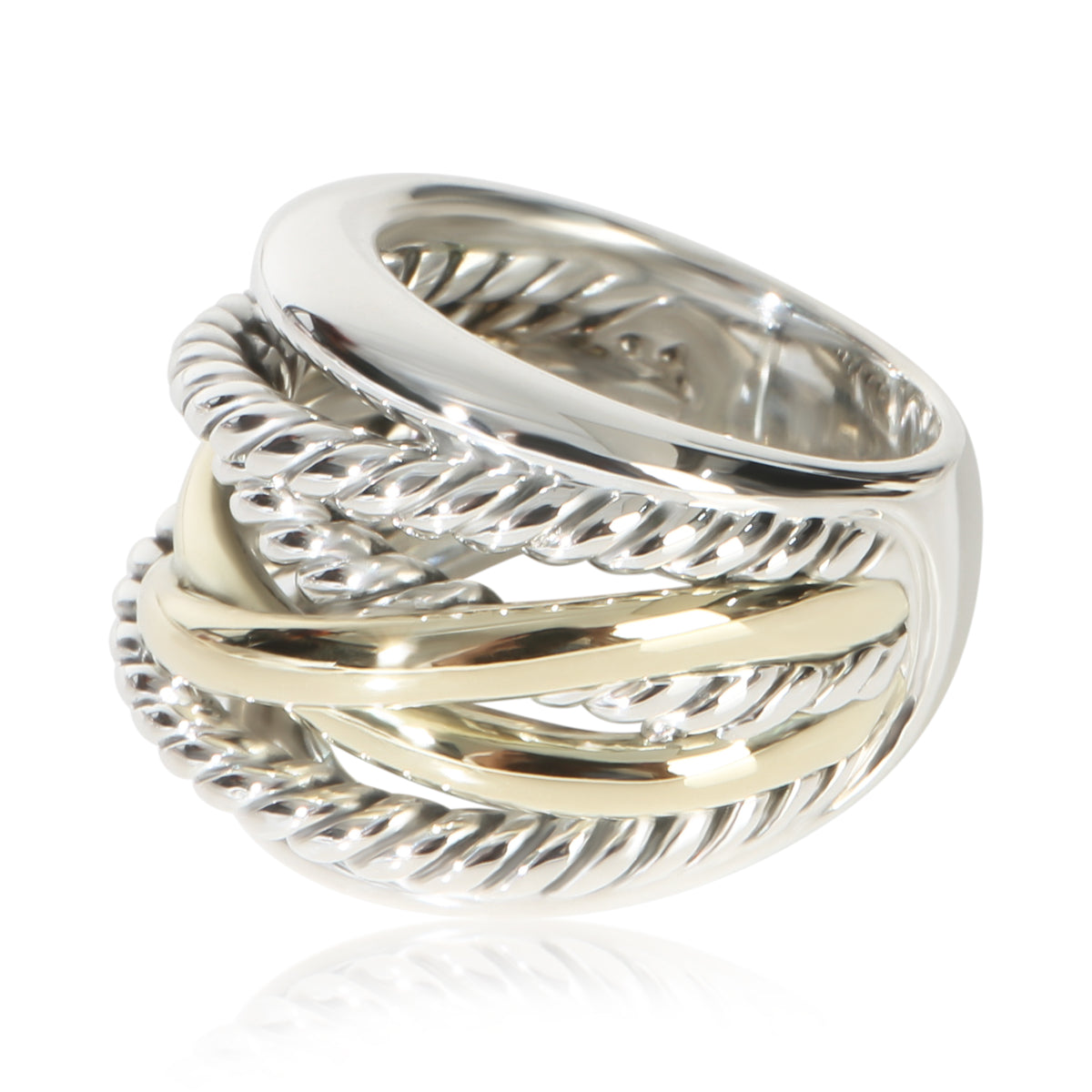 David Yurman Yellow Gold & Sterling Silver  Crossover Ring 2