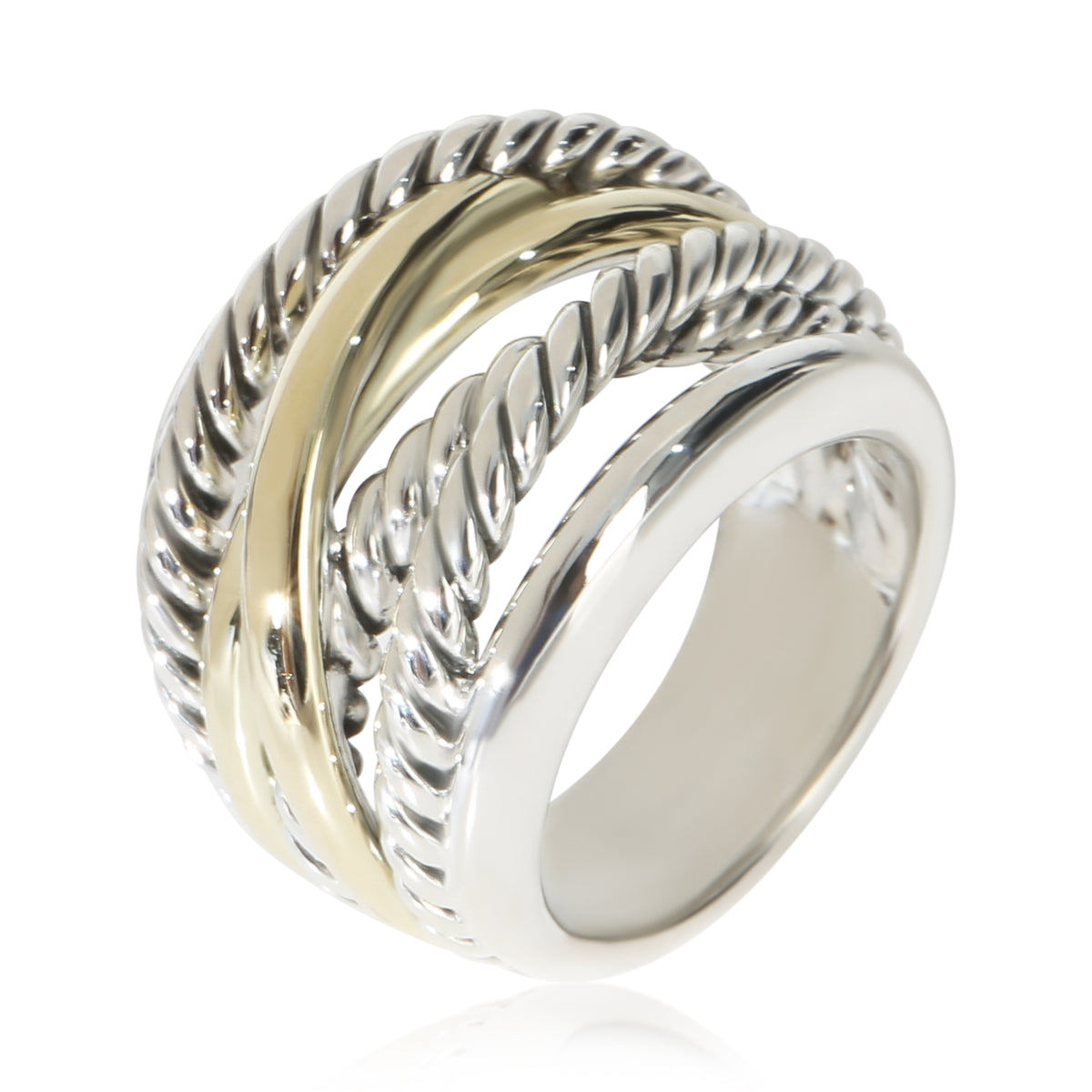 David Yurman Yellow Gold & Sterling Silver  Crossover Ring 4