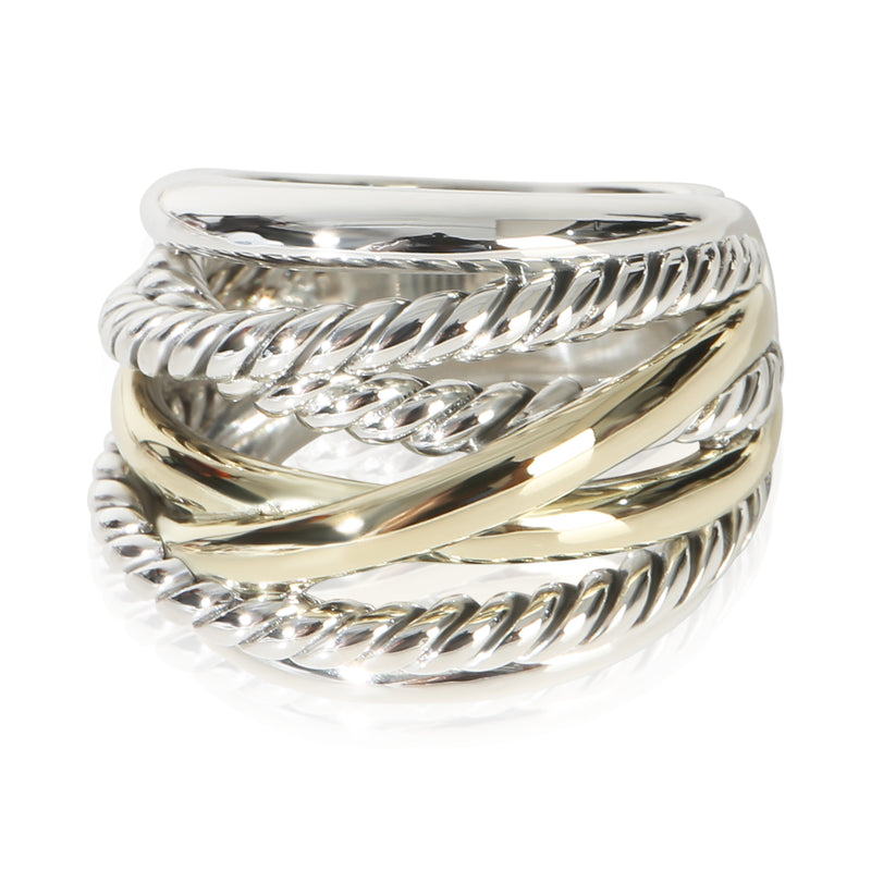 David Yurman Yellow Gold & Sterling Silver  Crossover Ring fv