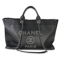 Chanel Black Caviar Studded Large Deauville Tote Handbag id