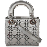 Christian Dior Grey Satin Crystal Cannage Mini Lady Dior Bag Handbag 4