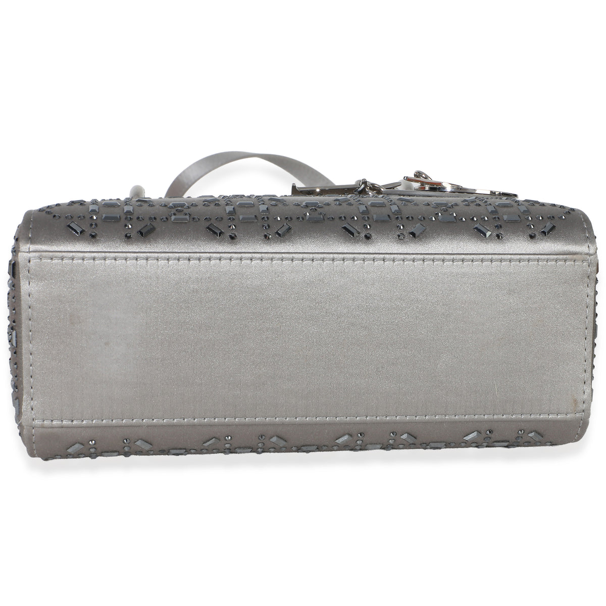 Christian Dior Grey Satin Crystal Cannage Mini Lady Dior Bag Handbag 5