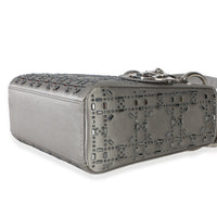 Christian Dior Grey Satin Crystal Cannage Mini Lady Dior Bag Handbag 6