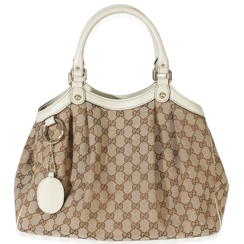 Gucci Cream Beige GG Canvas Medium Sukey Tote Handbag id
