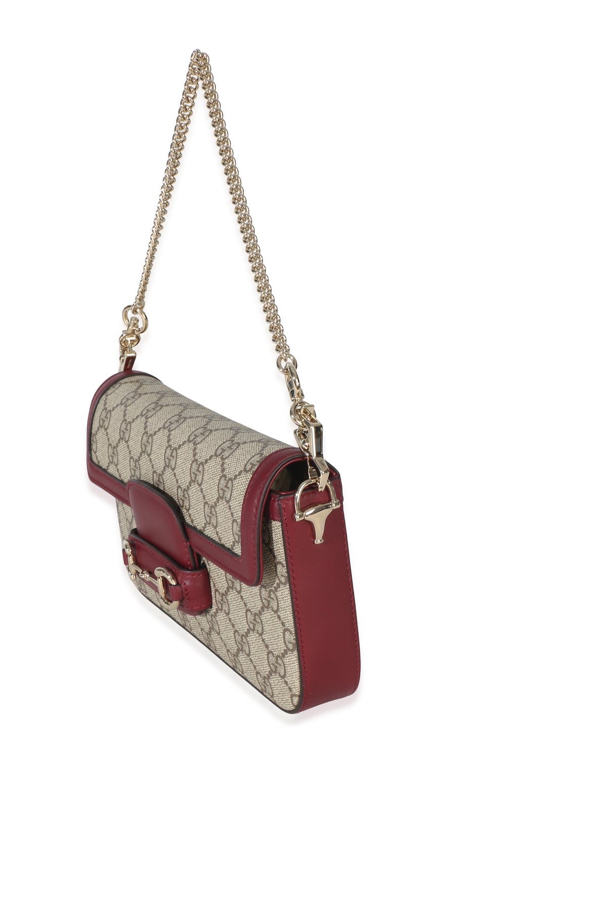 Gucci Red Beige Calfskin GG Supreme Soft Horsebit Small Shoulder Bag Handbag 2