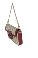 Gucci Red Beige Calfskin GG Supreme Soft Horsebit Small Shoulder Bag Handbag 2