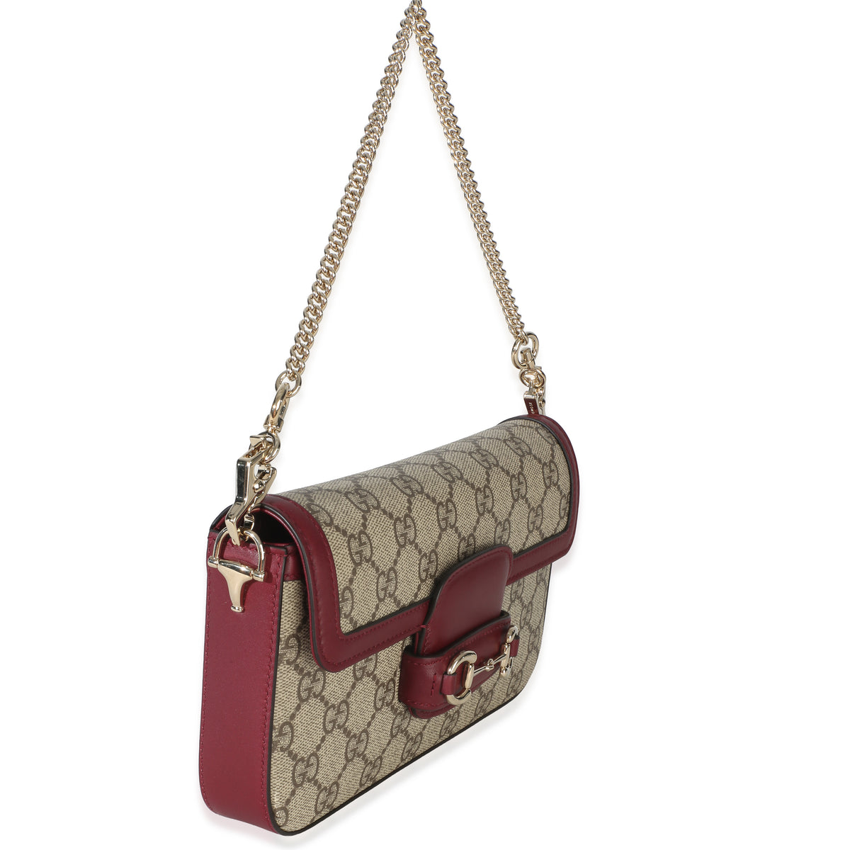Gucci Red Beige Calfskin GG Supreme Soft Horsebit Small Shoulder Bag Handbag 3