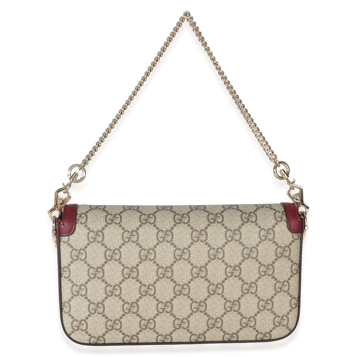 Gucci Red Beige Calfskin GG Supreme Soft Horsebit Small Shoulder Bag Handbag 4
