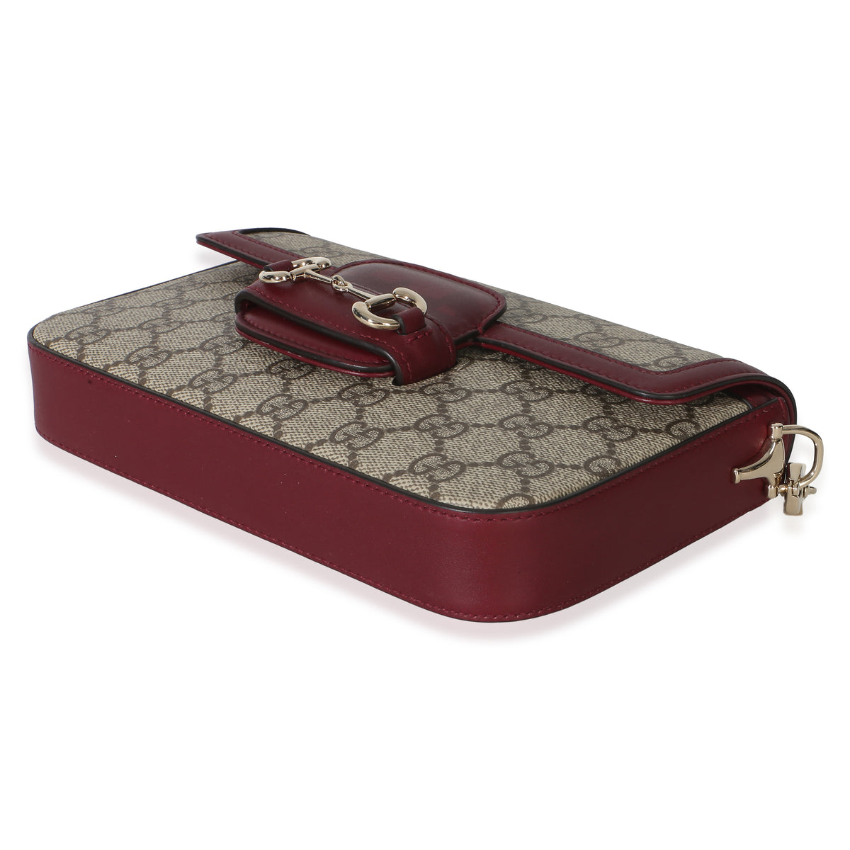 Gucci Red Beige Calfskin GG Supreme Soft Horsebit Small Shoulder Bag Handbag 6