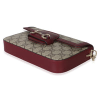 Gucci Red Beige Calfskin GG Supreme Soft Horsebit Small Shoulder Bag Handbag 6
