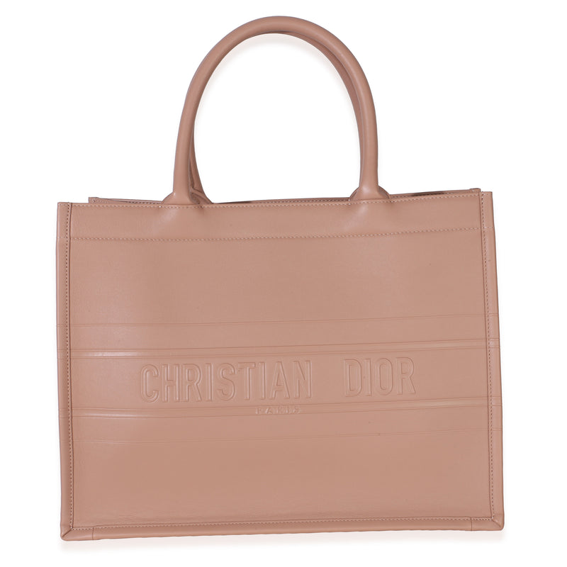 Christian Dior Light Pink Embossed Calfskin Medium Book Tote Handbag fv