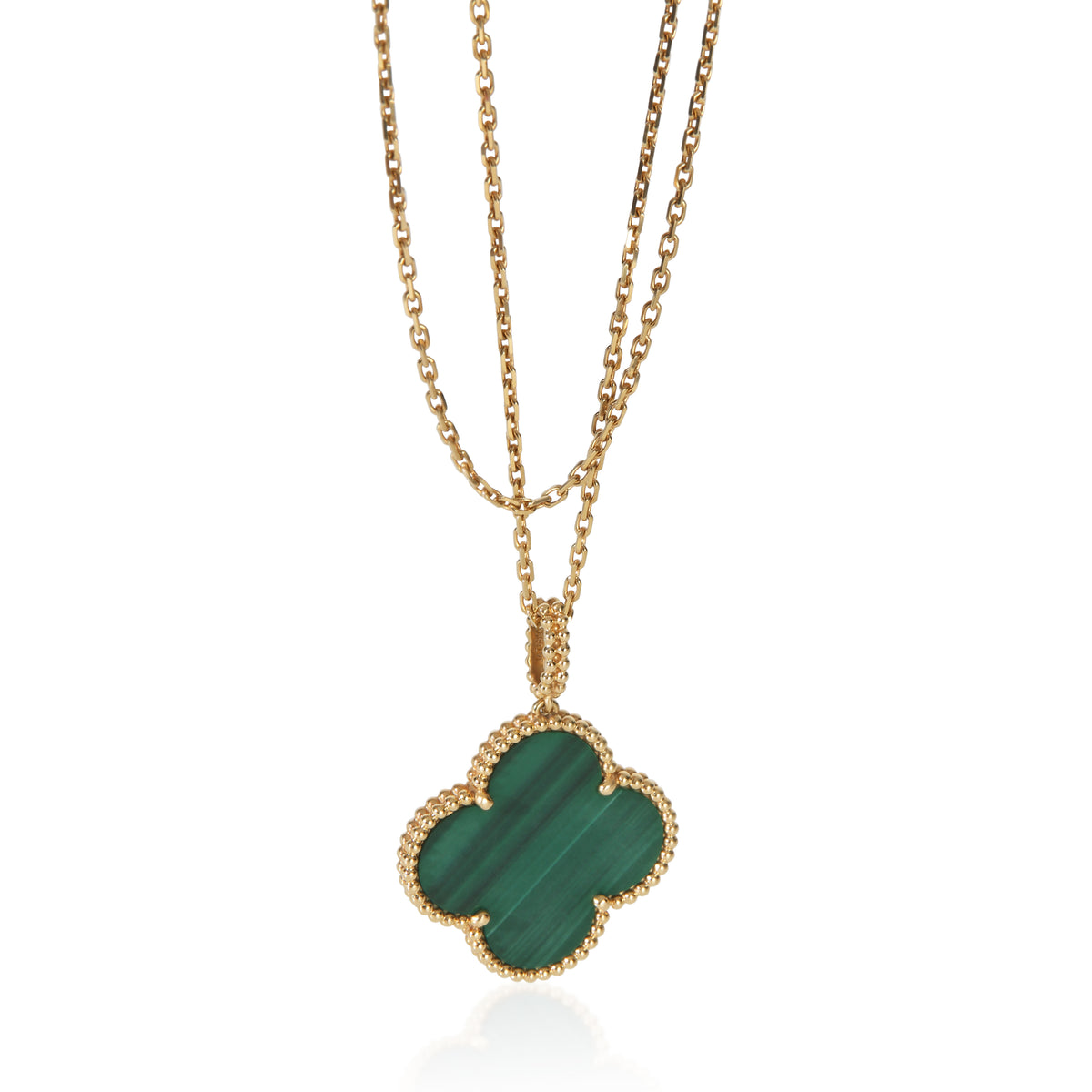 Van Cleef & Arpels Yellow Gold Malachite Magic Alhambra Necklace 2