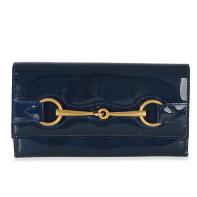Gucci Blue Patent Small Horsebit Clutch Handbag id