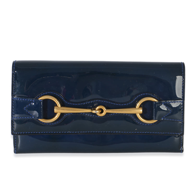 Gucci Blue Patent Small Horsebit Clutch Handbag id