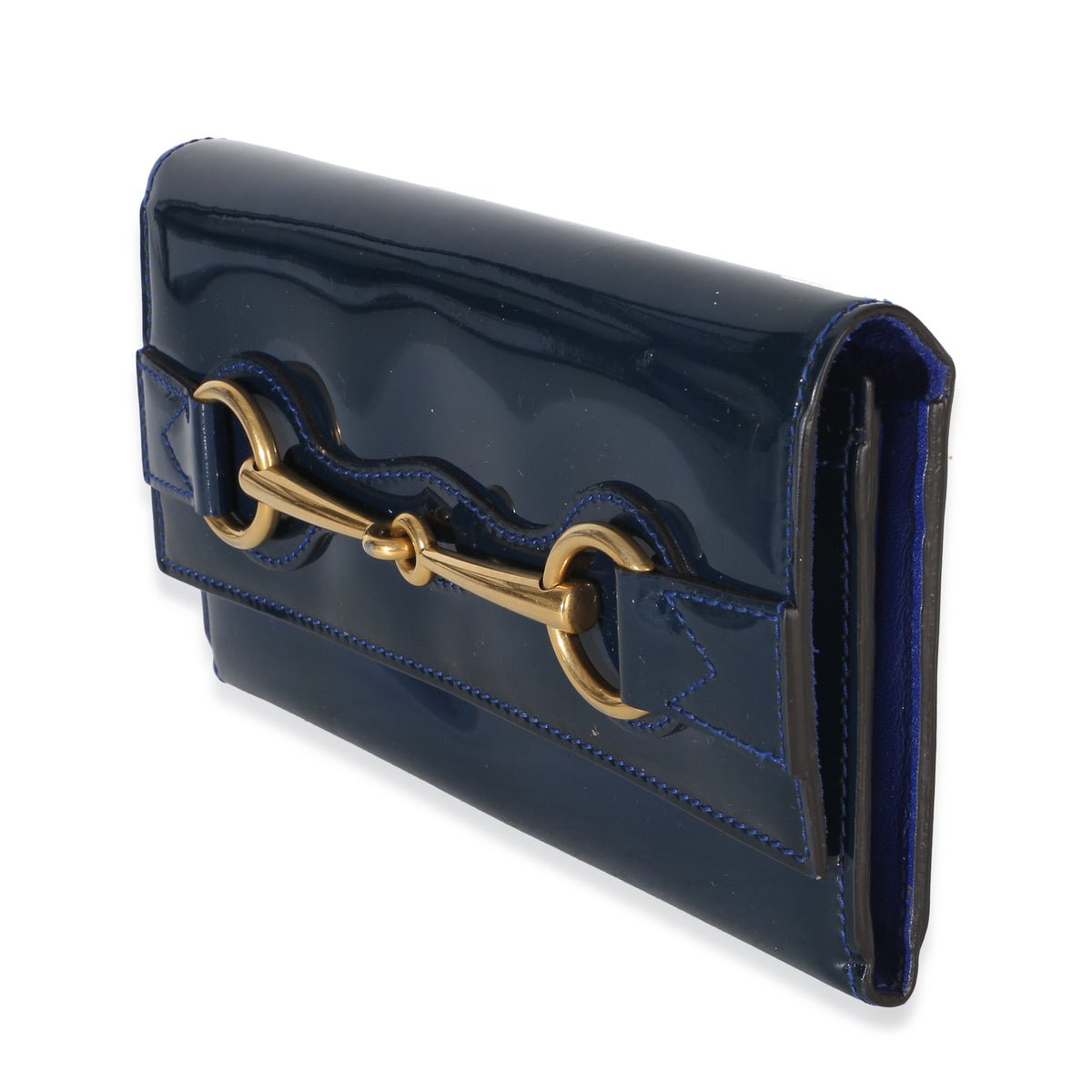 Gucci Blue Patent Small Horsebit Clutch Handbag 2