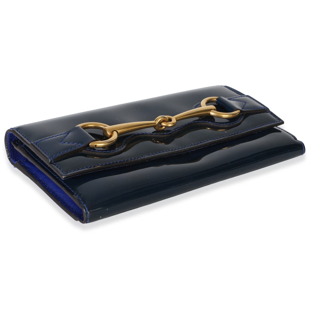 Gucci Blue Patent Small Horsebit Clutch Handbag 7