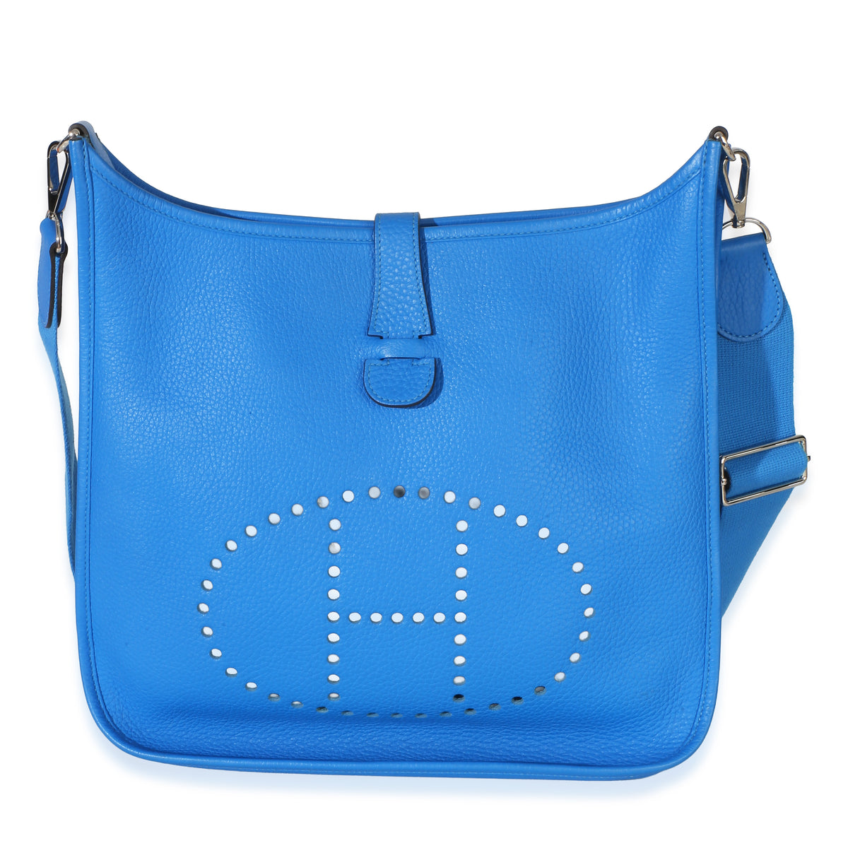 Hermès Bleu Hydra Clemence Evelyne GM PHW Handbag id