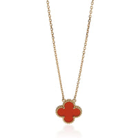 Van Cleef & Arpels Yellow Gold Carnelian Vintage Alhambra Pendant 2