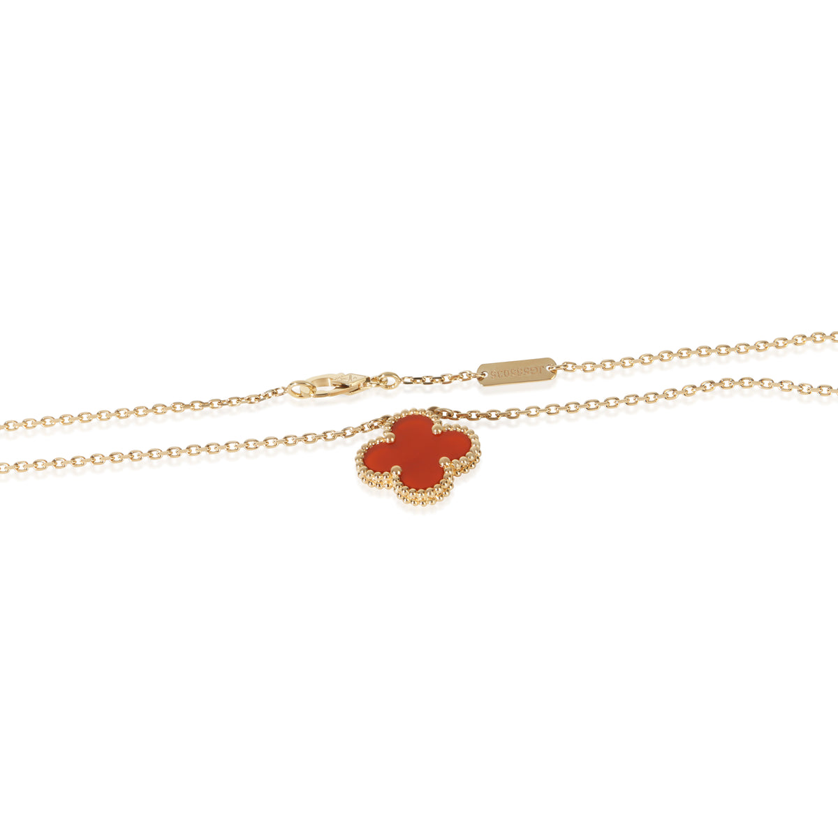 Van Cleef & Arpels Yellow Gold Carnelian Vintage Alhambra Pendant 3