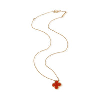 Van Cleef & Arpels Yellow Gold Carnelian Vintage Alhambra Pendant 4
