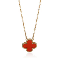 Van Cleef & Arpels Yellow Gold Carnelian Vintage Alhambra Pendant fv