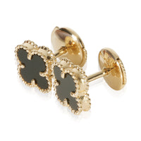 Van Cleef & Arpels Yellow Gold Onyx Sweet Alhambra Earrings 2