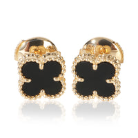 Van Cleef & Arpels Yellow Gold Onyx Sweet Alhambra Earrings fv