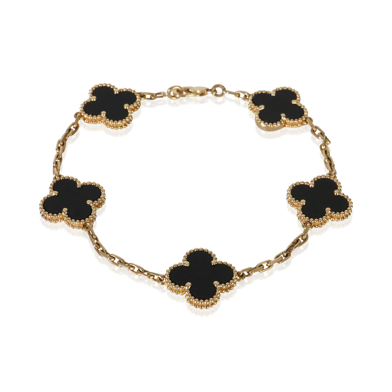 Van Cleef & Arpels Yellow Gold Onyx Vintage Alhambra Bracelet fv