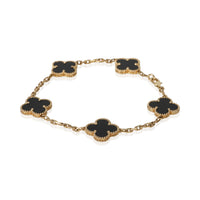 Van Cleef & Arpels Yellow Gold Onyx Vintage Alhambra Bracelet 2