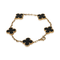 Van Cleef & Arpels Yellow Gold Onyx Vintage Alhambra Bracelet 3