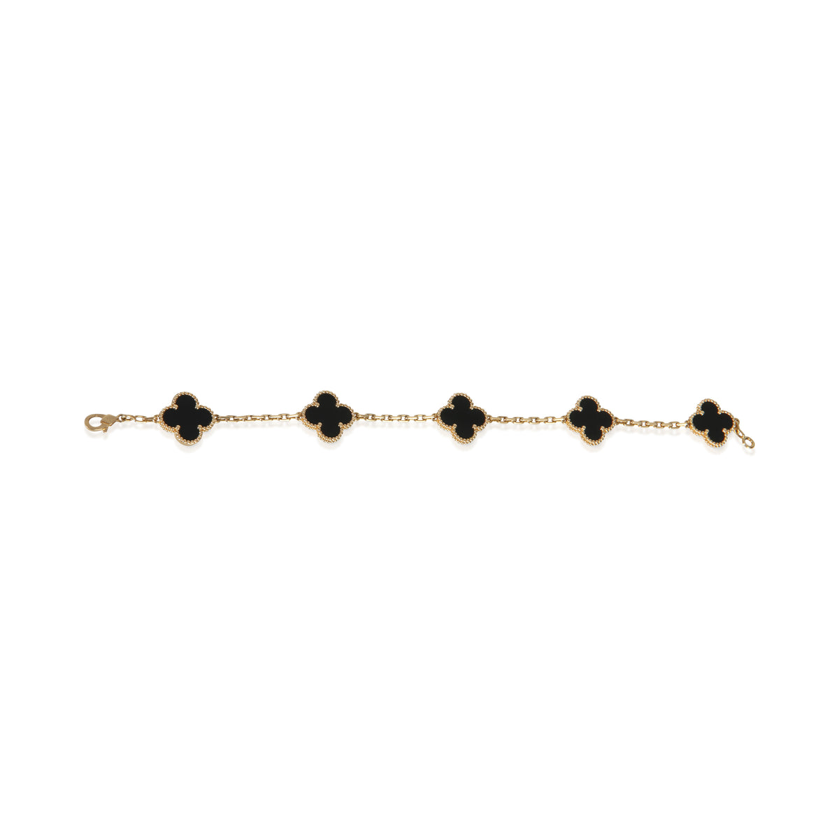Van Cleef & Arpels Yellow Gold Onyx Vintage Alhambra Bracelet 5