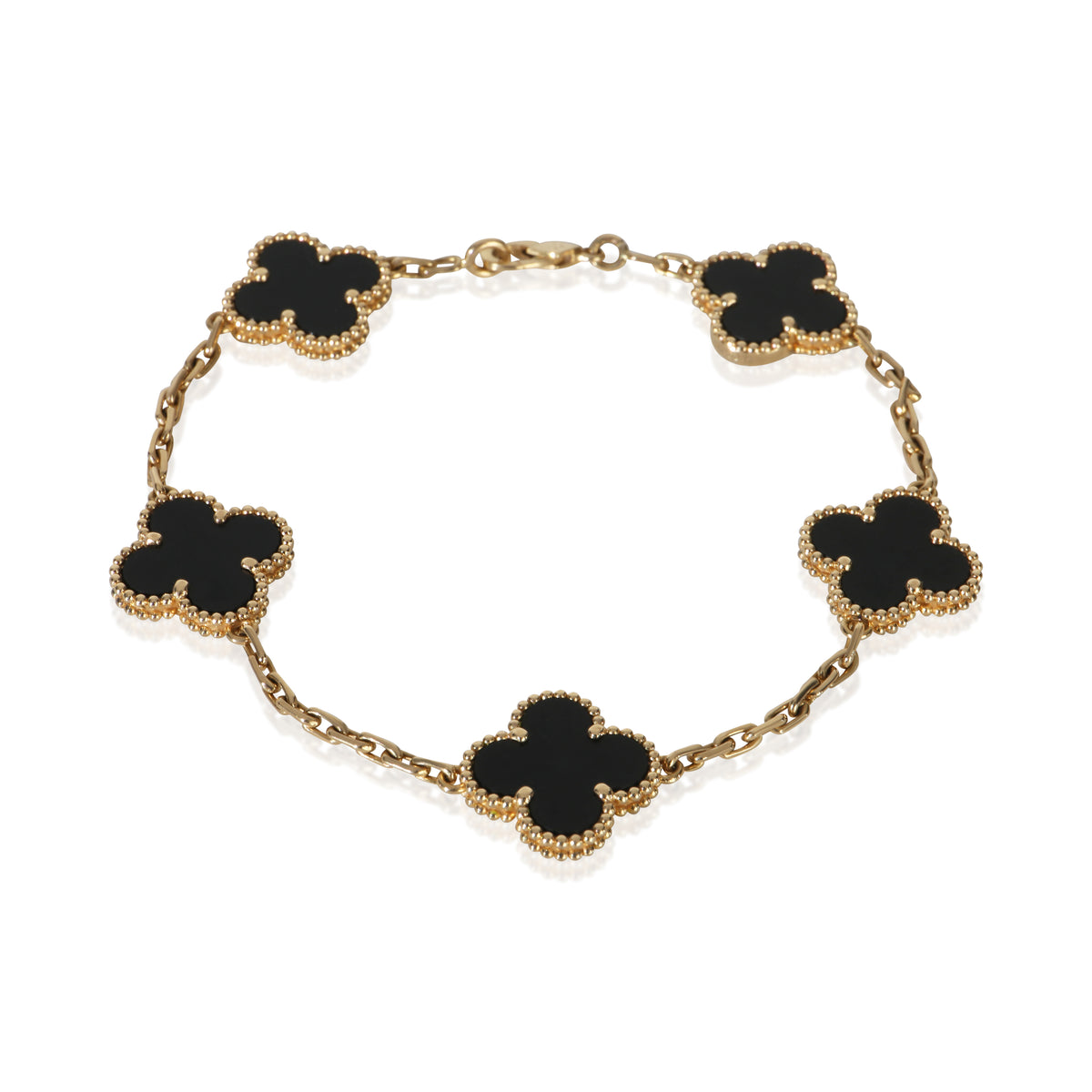 Van Cleef & Arpels Yellow Gold Onyx Vintage Alhambra Bracelet fv