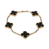 Van Cleef & Arpels Yellow Gold Onyx Vintage Alhambra Bracelet fv