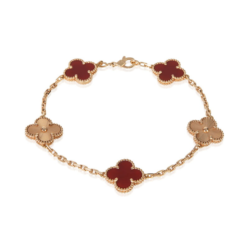 Van Cleef & Arpels Rose Gold Carnelian Vintage Alhambra Bracelet fv