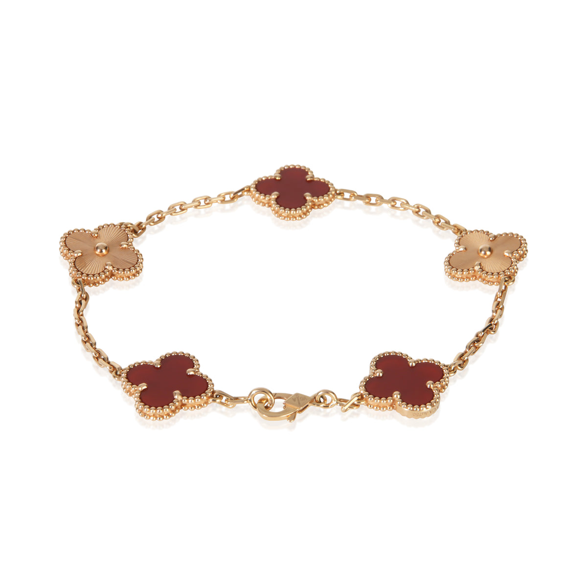 Van Cleef & Arpels Rose Gold Carnelian Vintage Alhambra Bracelet 3
