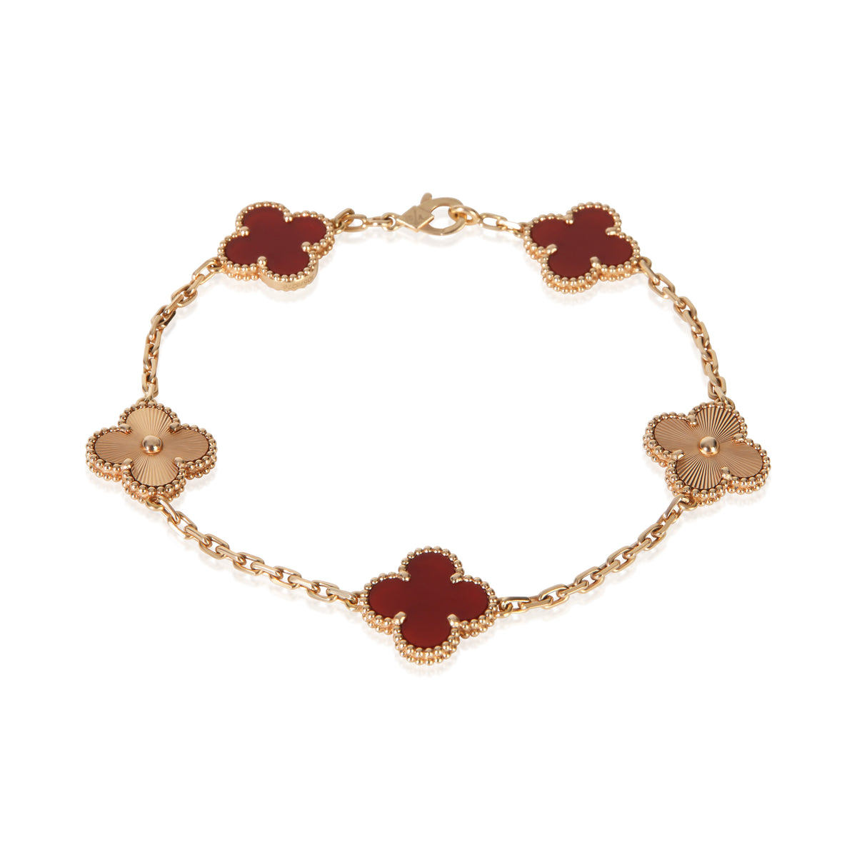 Van Cleef & Arpels Rose Gold Carnelian Vintage Alhambra Bracelet fv