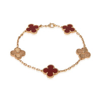 Van Cleef & Arpels Rose Gold Carnelian Vintage Alhambra Bracelet fv