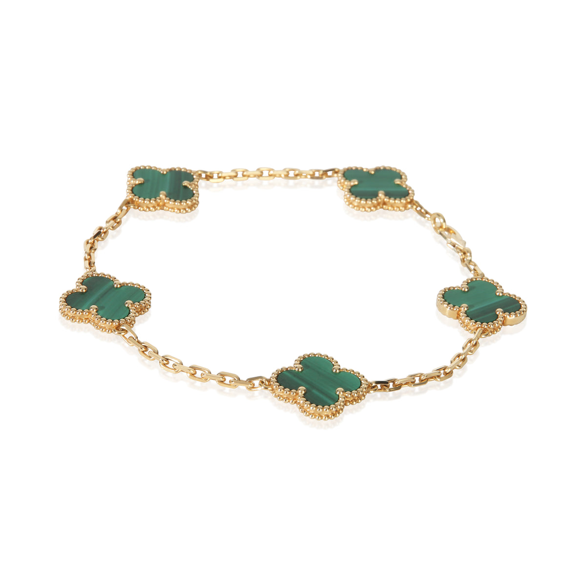 Van Cleef & Arpels Yellow Gold Malachite Vintage Alhambra Bracelet 2