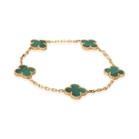 Van Cleef & Arpels Yellow Gold Malachite Vintage Alhambra Bracelet 2