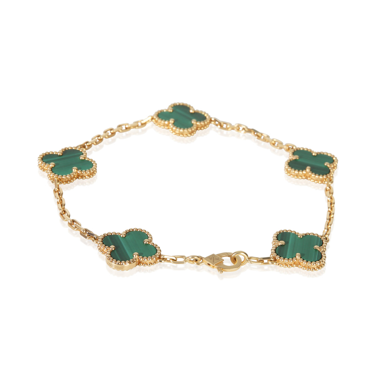 Van Cleef & Arpels Yellow Gold Malachite Vintage Alhambra Bracelet 3