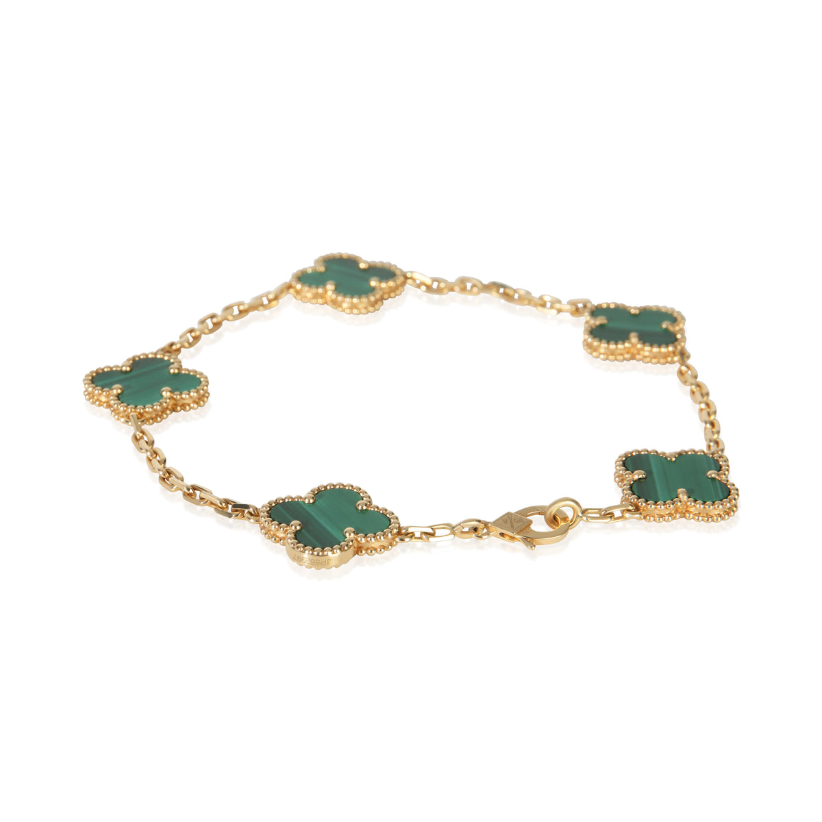 Van Cleef & Arpels Yellow Gold Malachite Vintage Alhambra Bracelet 4