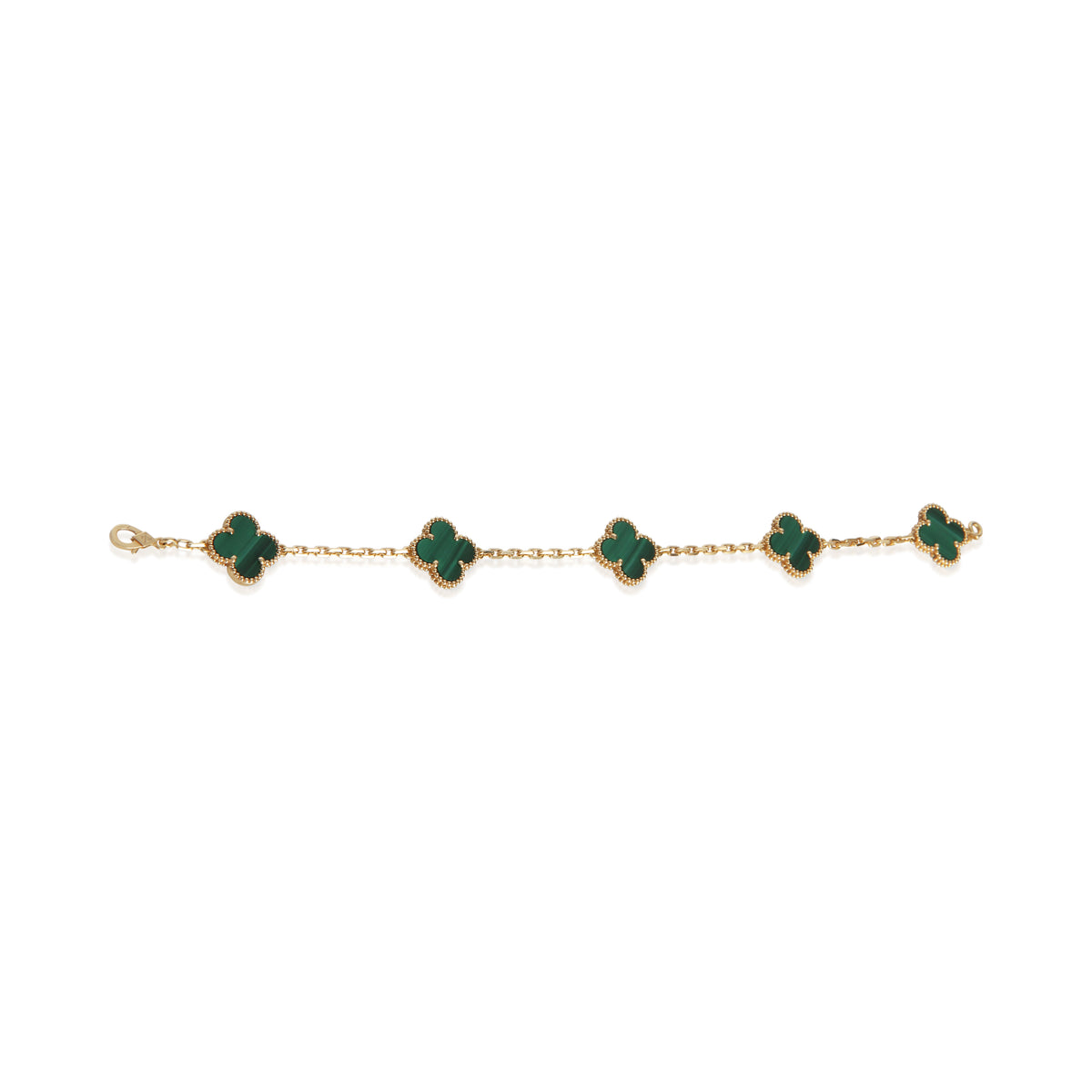 Van Cleef & Arpels Yellow Gold Malachite Vintage Alhambra Bracelet 5