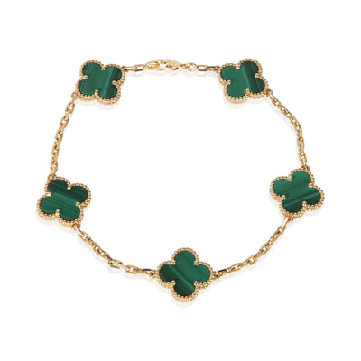 Van Cleef & Arpels Yellow Gold Malachite Vintage Alhambra Bracelet fv