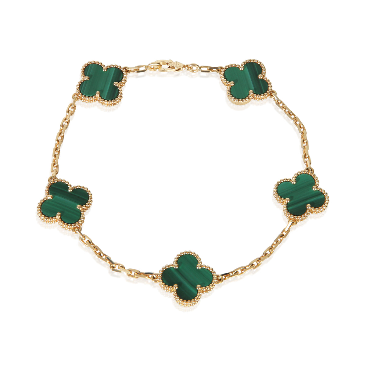 Van Cleef & Arpels Yellow Gold Malachite Vintage Alhambra Bracelet fv