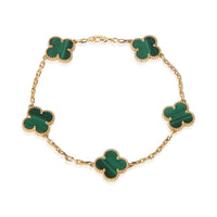 Van Cleef & Arpels Yellow Gold Malachite Vintage Alhambra Bracelet fv