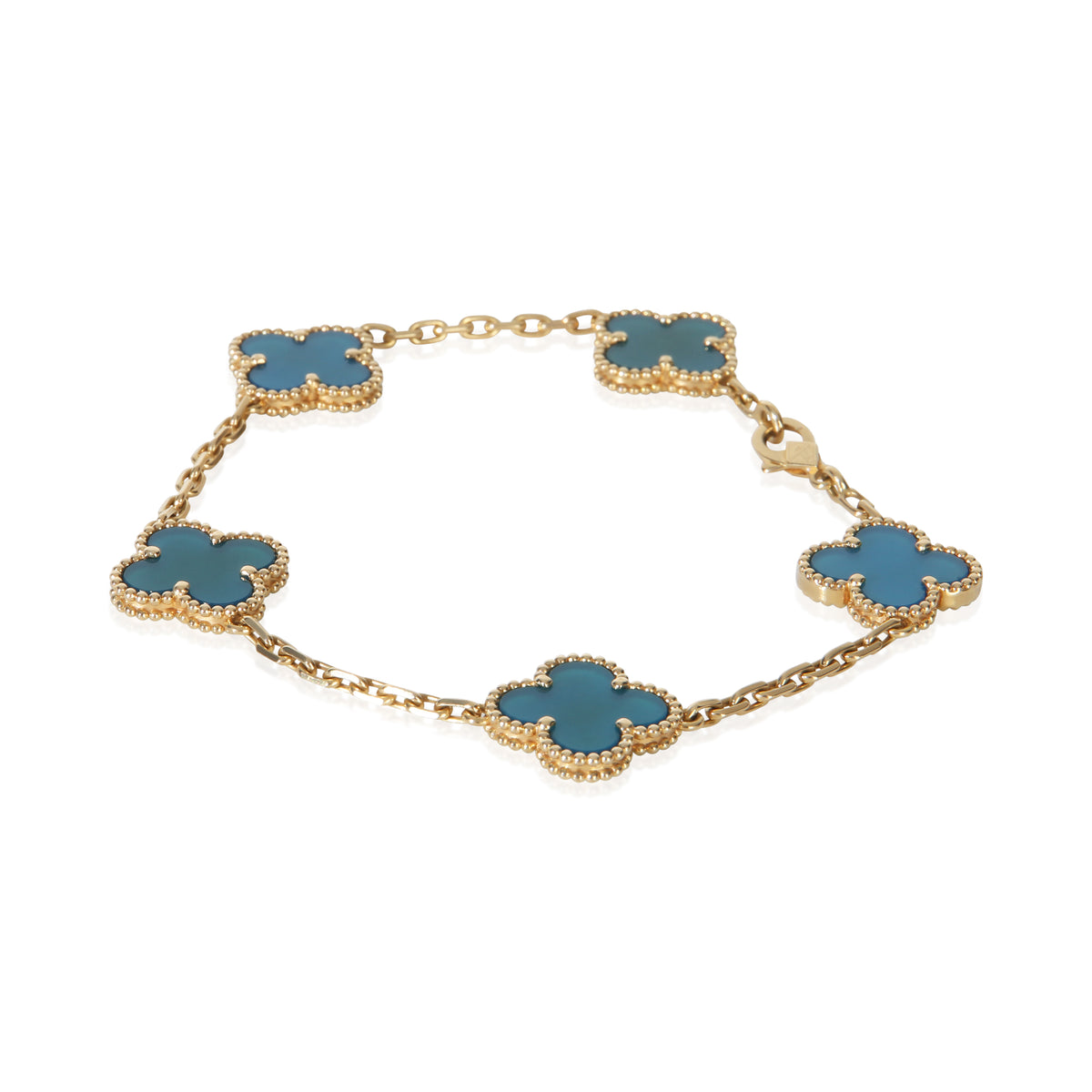 Van Cleef & Arpels Yellow Gold Agate Vintage Alhambra Bracelet 2