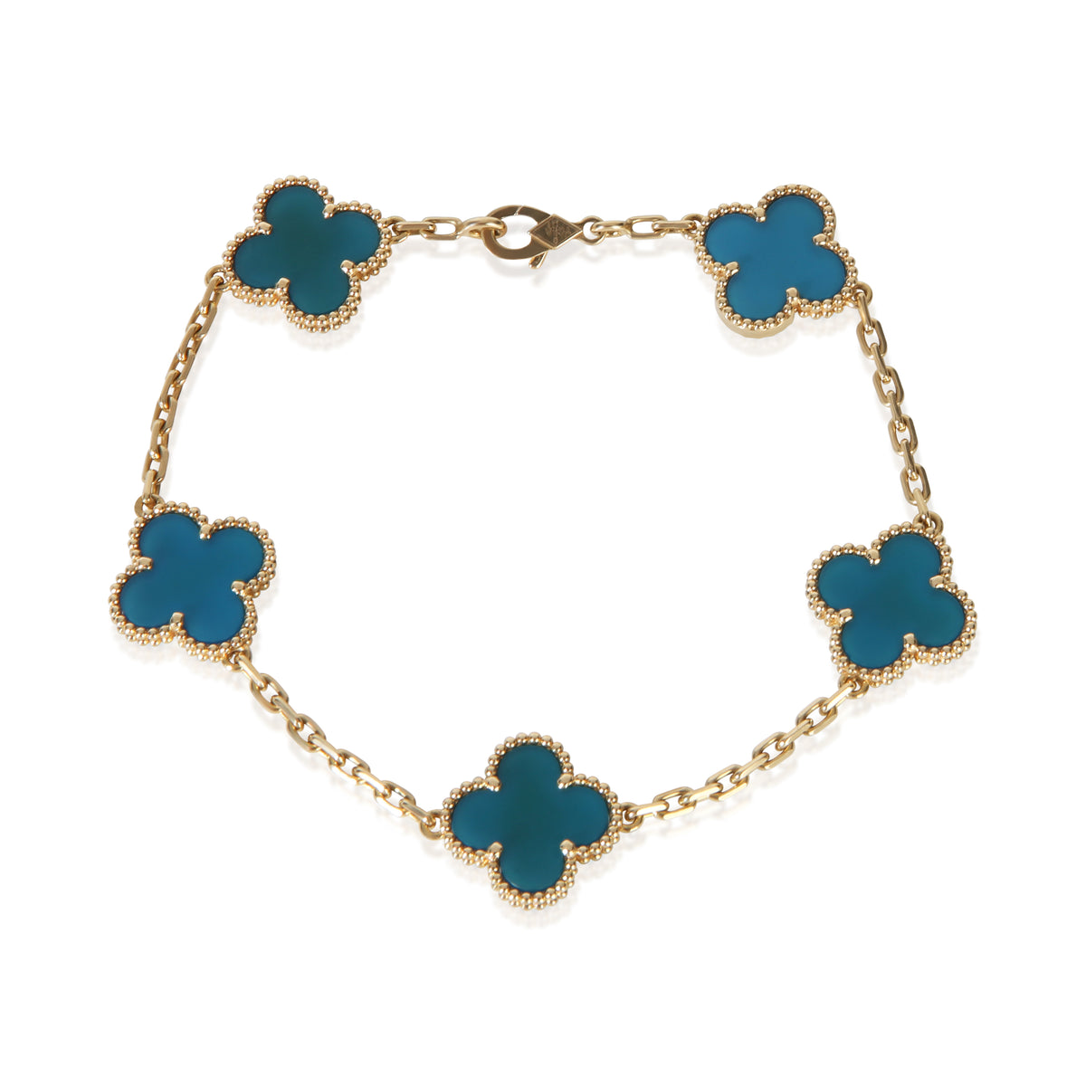Van Cleef & Arpels Yellow Gold Agate Vintage Alhambra Bracelet fv